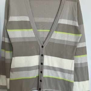 Columbia V-Neck Button Cardigan in Tan and Cream